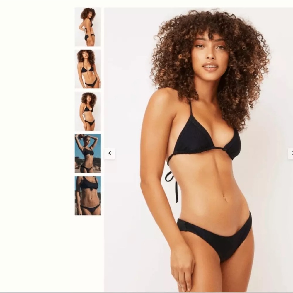 Frankies Bikinis - Greer Cheeky Bikini Bottom Ribbed Black- Size XL